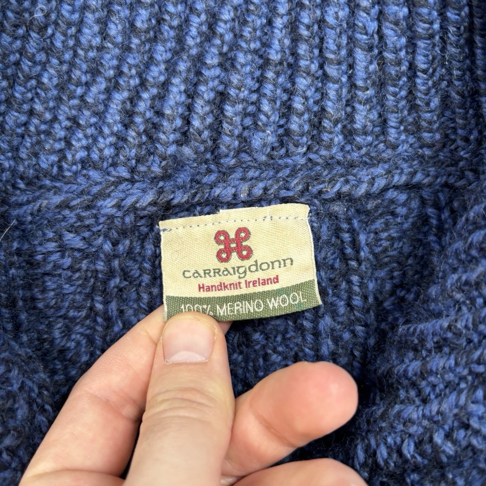 Carraig Donn 100% Merino Wool‎ Cable Knit Cardigan Sweater Womens XL Blue Zip Up - Picture 8 of 10